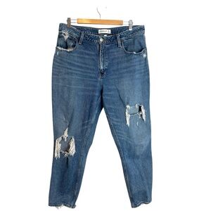 Abercrombie & Fitch Curve Love High Rise Mom Jean Distressed  Cropped Size 14